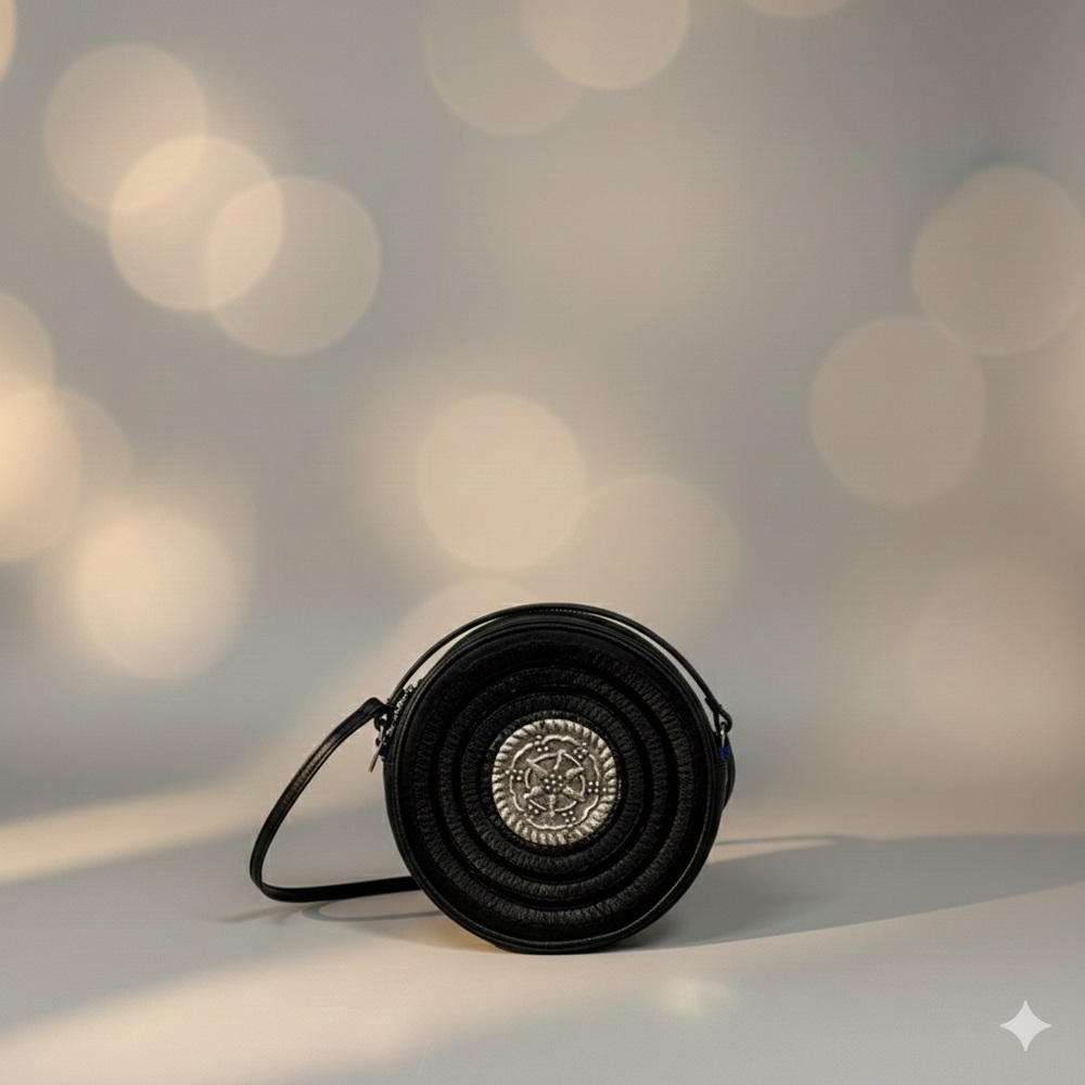 Free People Black Circular Crossbody Bag